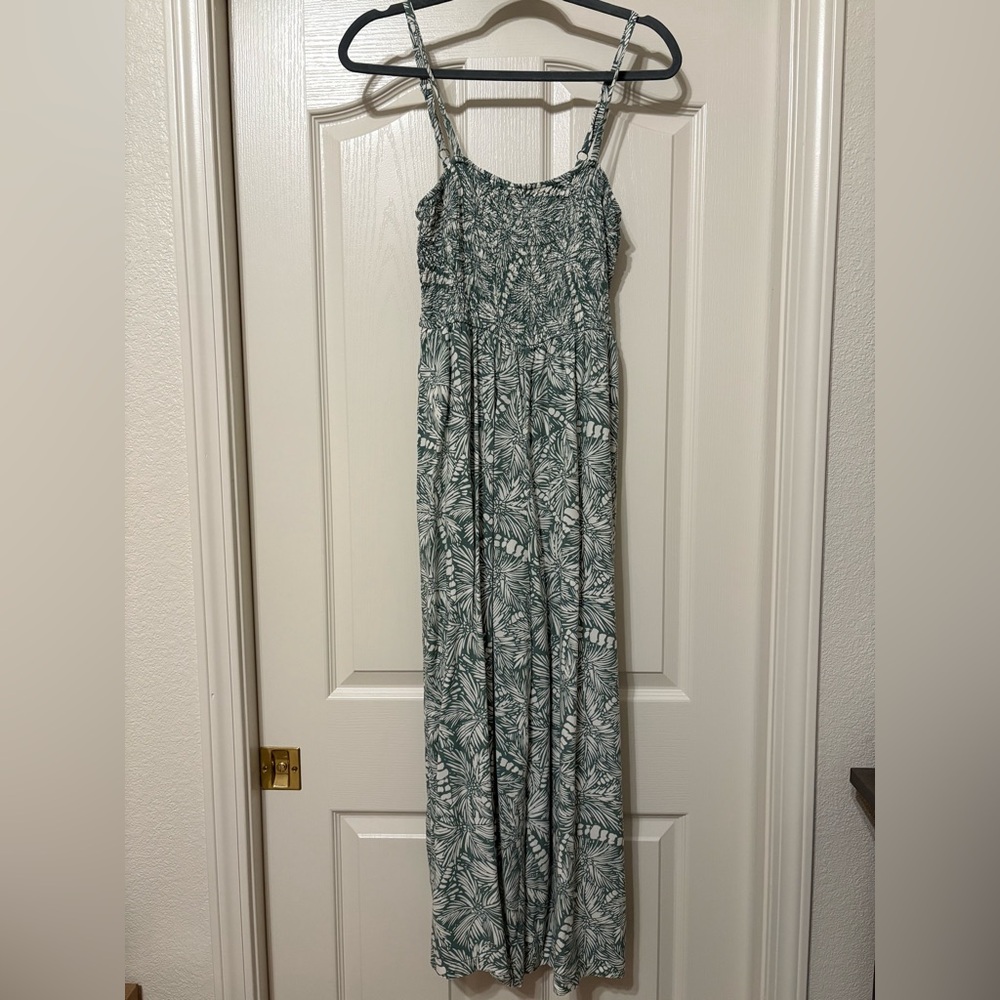 As U Wish Green Leaf Print Jumpsuit